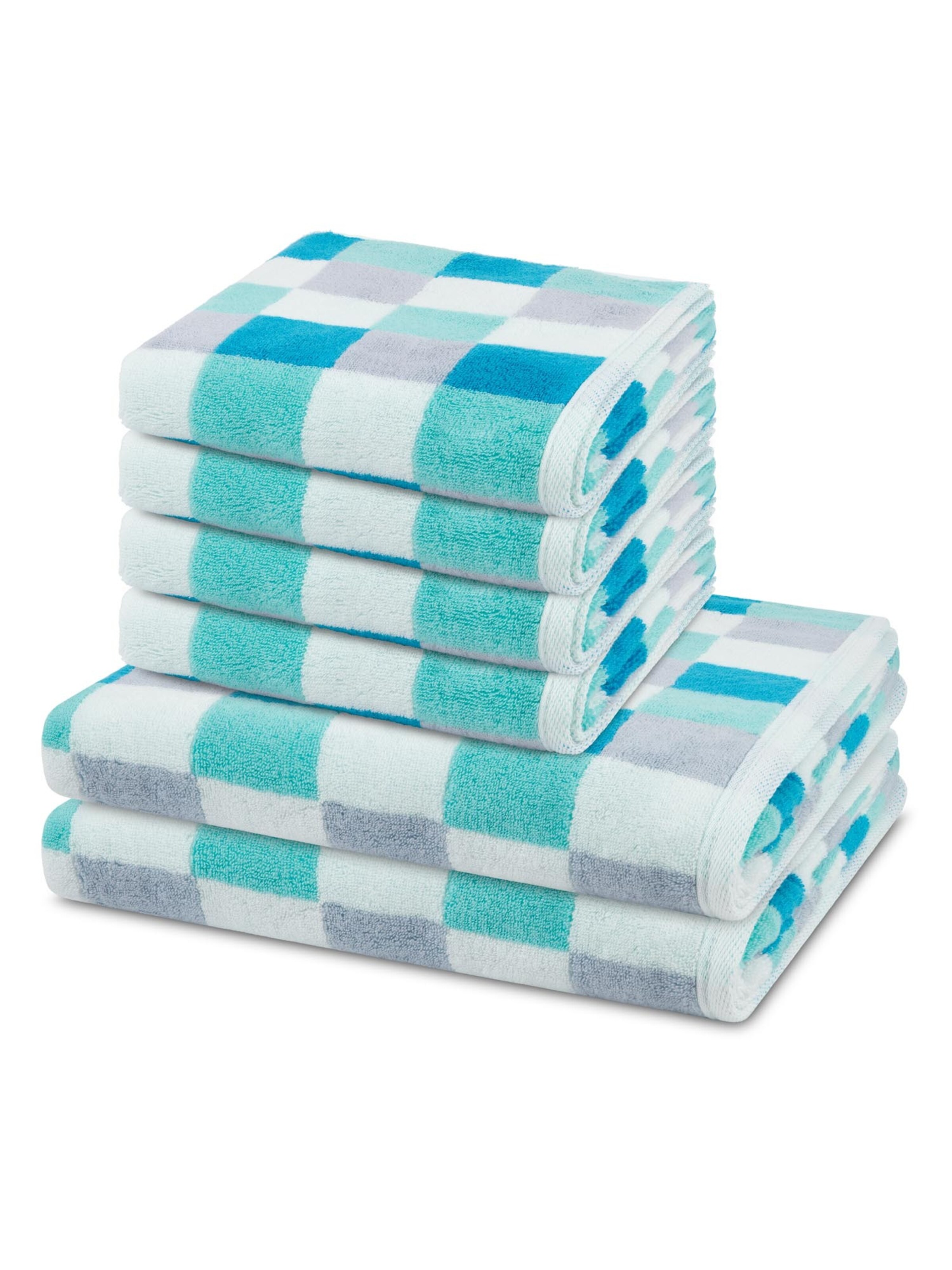 ROSS Towel 'Cashmere feeling Karo' in Blue: front