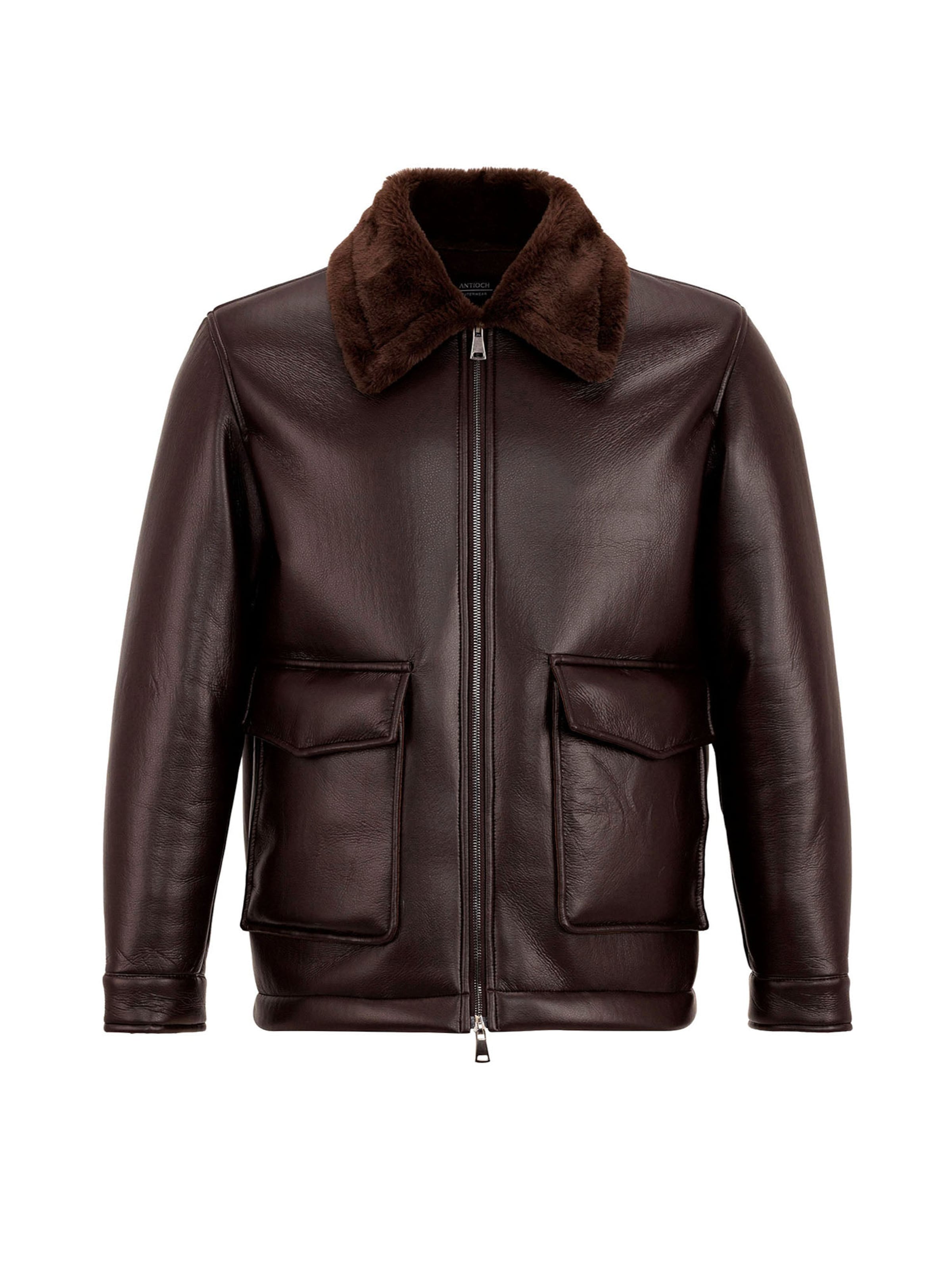 Palton de primăvară-toamnă de la Antioch pe maro: față