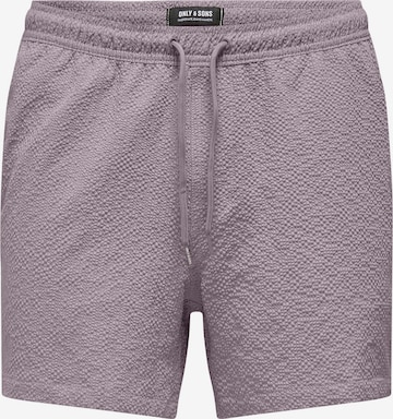 Shorts de bain 'Ted' Only & Sons en violet : devant