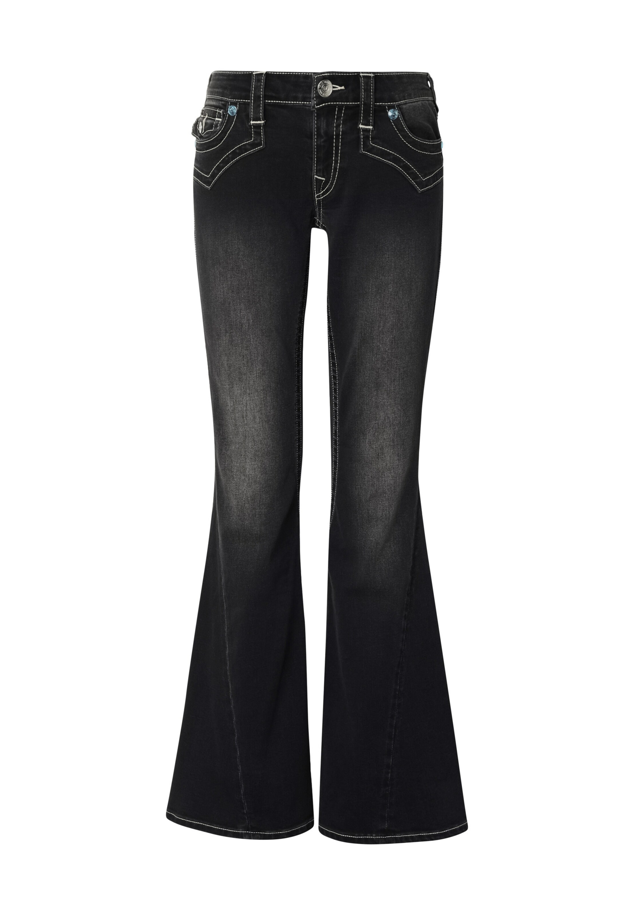 True Religion Flared Jeans 'Joey' in Zwart: voorkant