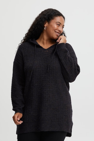 Fransa Curve Sweater in Black: front