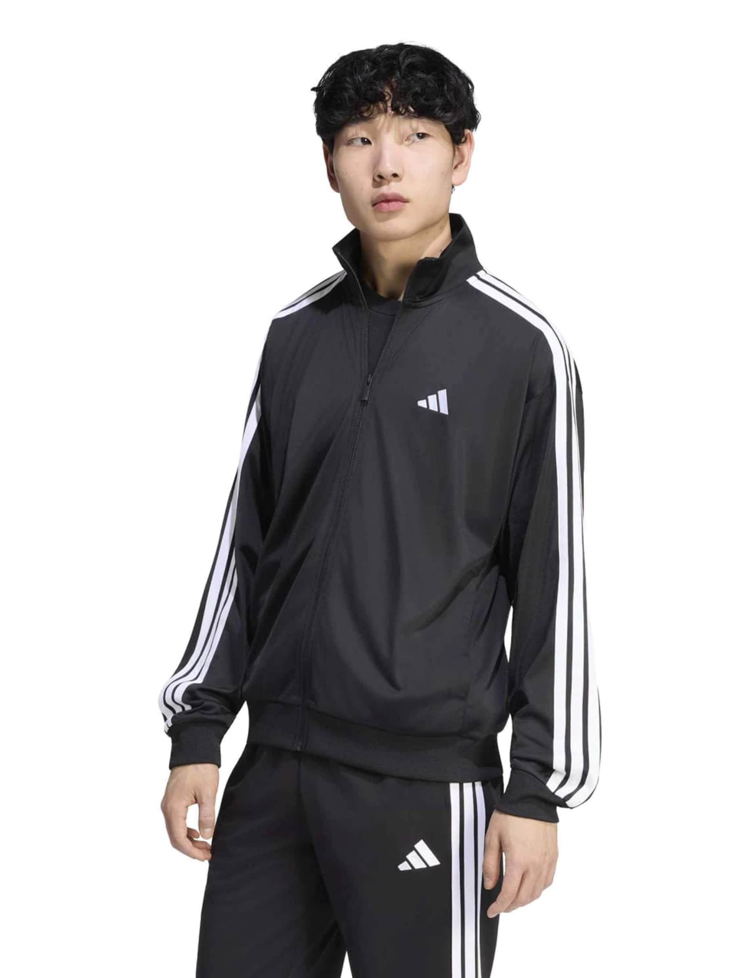ADIDAS SPORTSWEAR - Sudadera con cremallera deportiva en negro: frente