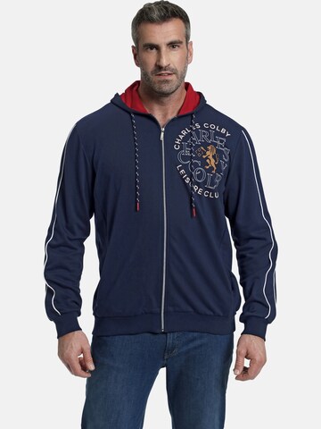 Charles Colby Zip-Up Hoodie ' Duke Jbon ' in Blue: front