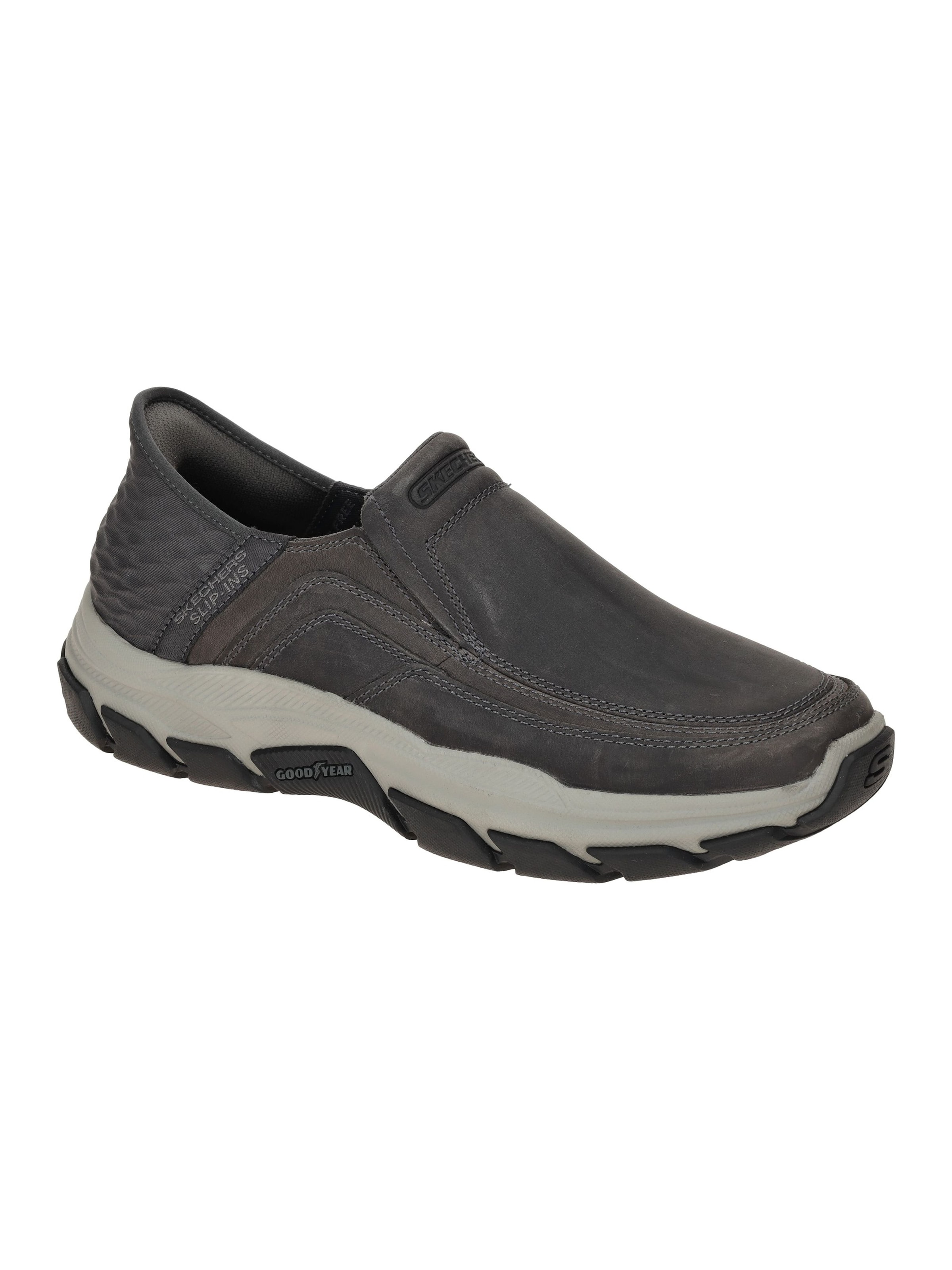 SKECHERS Slippers 'Skechers RESPECTED Schuhe grau SLIP-INS 204810' in Grey: front