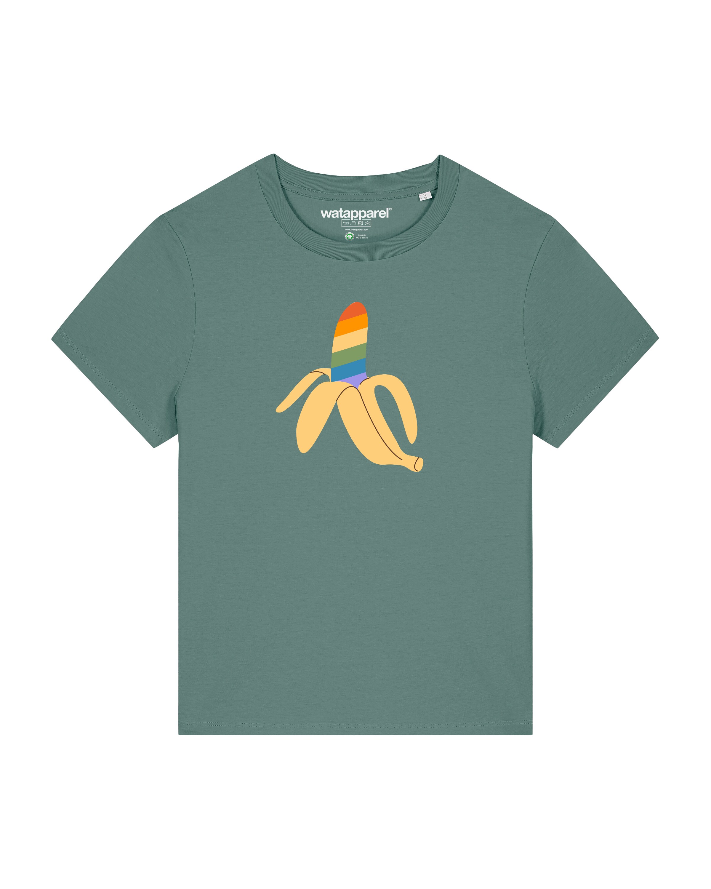 Watapparel Shirt ' Rainbow Banana ' in Green: front