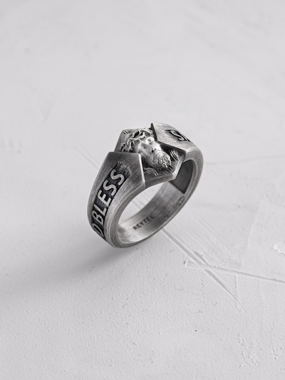 REYTEL Ring 'GOD BLESS, SAVE US' in silber, Produktansicht