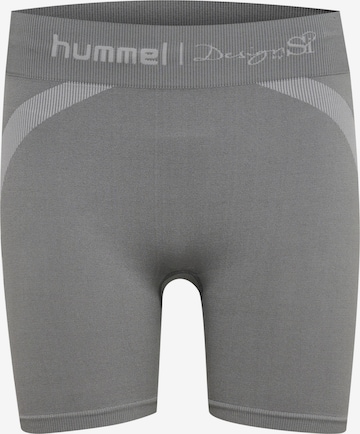 Hummel Skinny Sportbroek in Grijs: voorkant