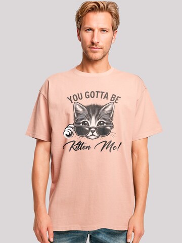 F4NT4STIC Shirt 'Kätzchen You Gotta Be Kitten Me!' in Oranje: voorkant