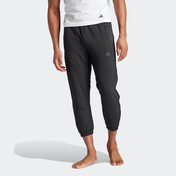 ADIDAS PERFORMANCE Tapered Workout Pants in Black: front