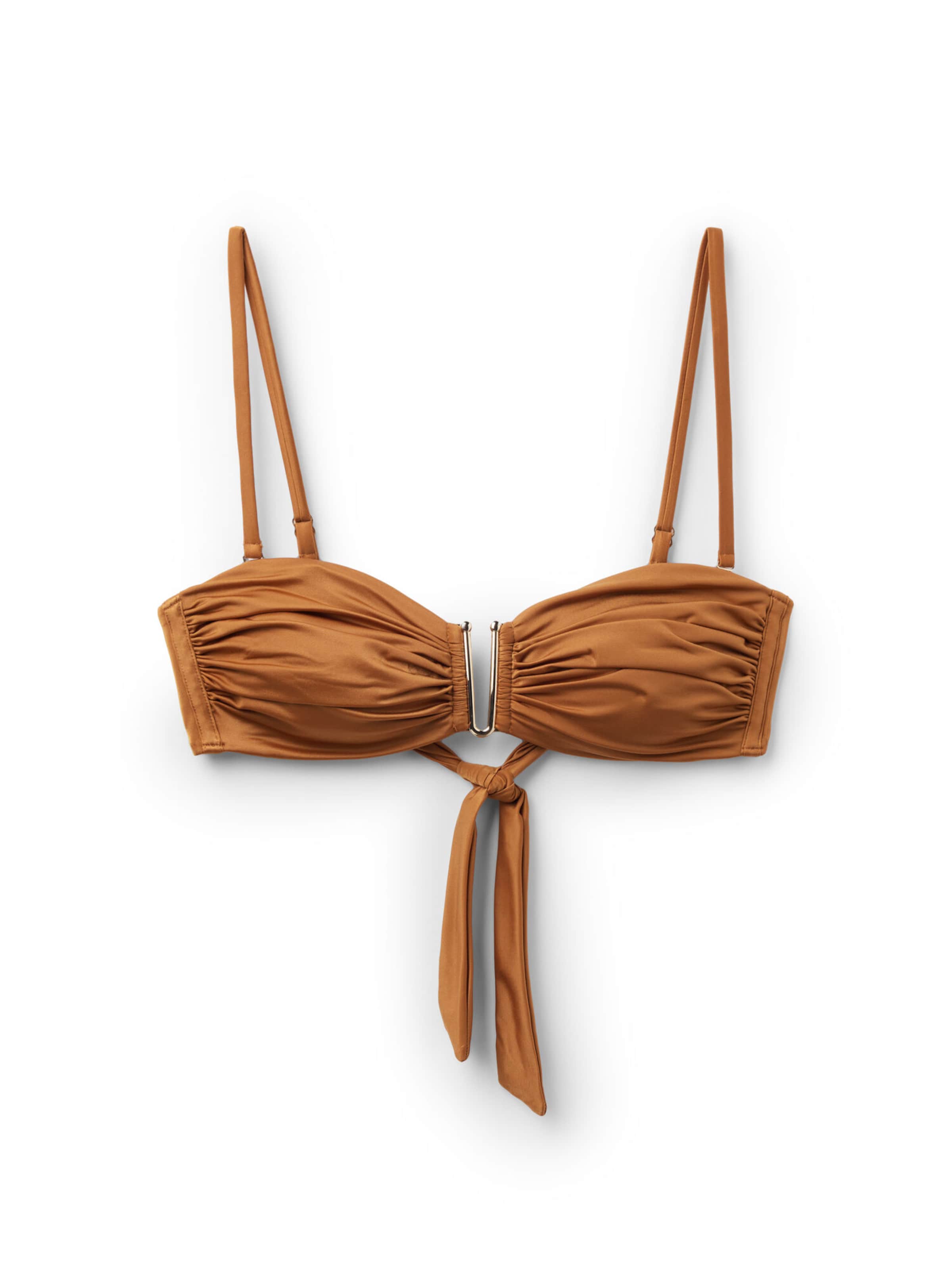 CALZEDONIA Bikini Top 'SHINY SATIN' in Brown: front