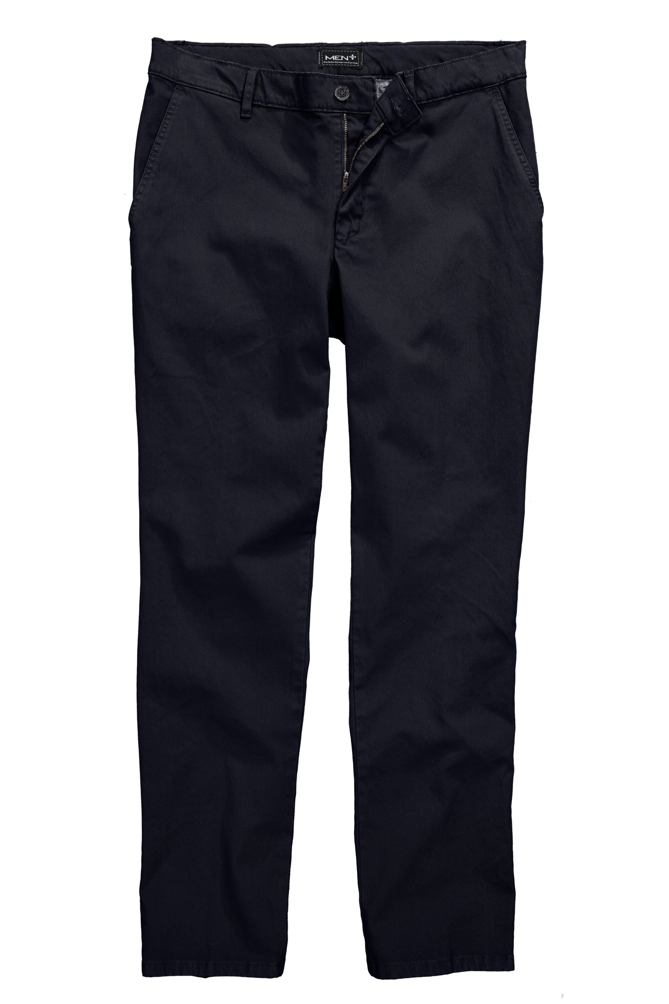 Men Plus Regular Chino in Zwart: voorkant