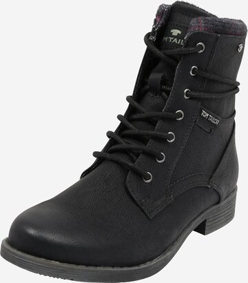 Bottines à lacets TOM TAILOR en noir : devant