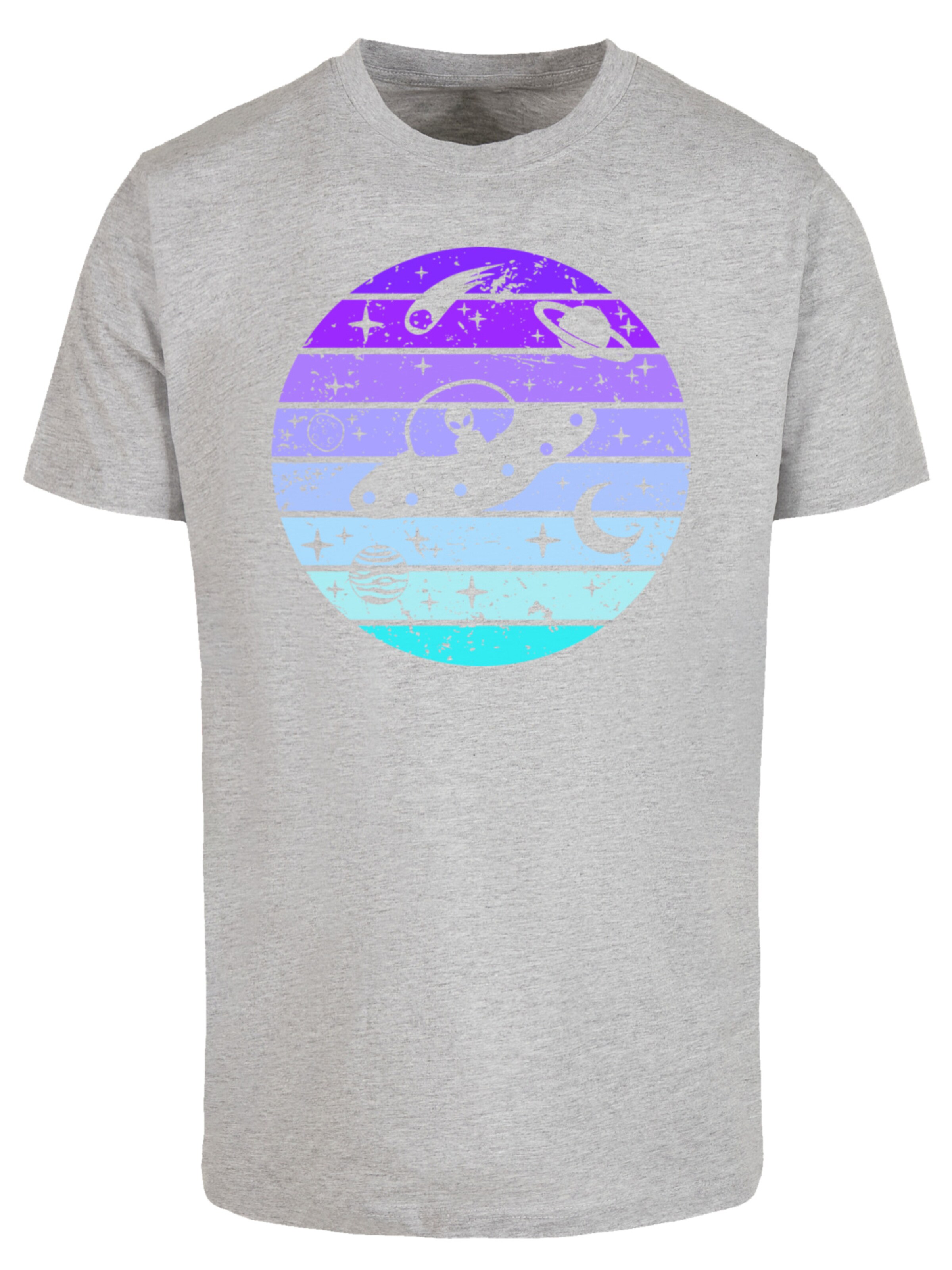 F4NT4STIC Shirt 'Retro Alien Weltraum Sonnenuntergang' in Grey: front