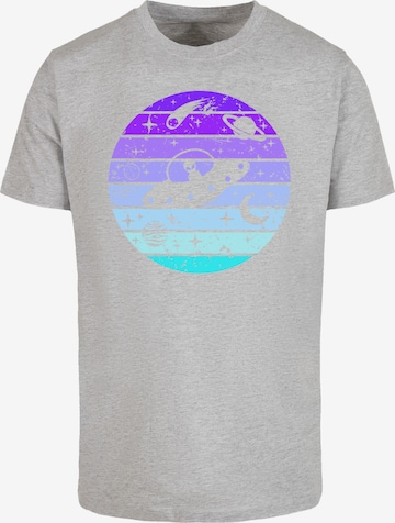 T-Shirt 'Retro Alien Weltraum Sonnenuntergang' F4NT4STIC en gris : devant