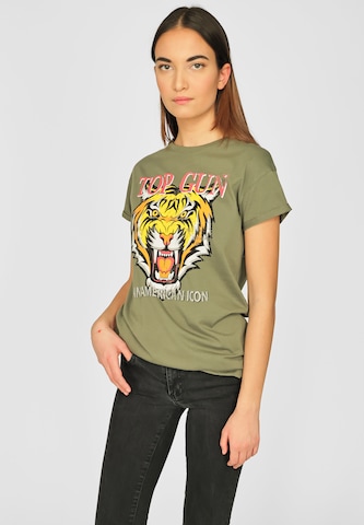 TOP GUN Shirt ' ' in Green: front