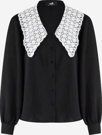 Camicia da donna di Wallis in nero: frontale