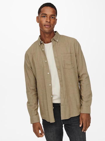 Only & Sons Regular Fit Skjorte 'Niko' i beige