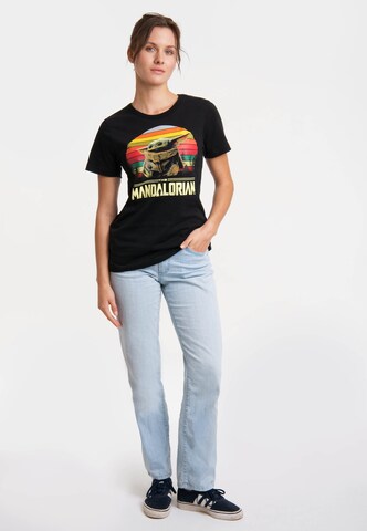 LOGOSHIRT Shirt 'Star Wars - Baby Yoda' in Zwart