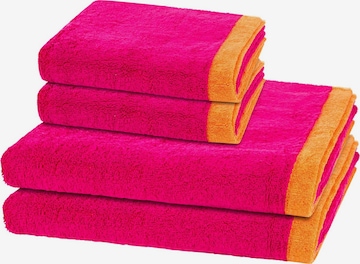 Cawö Handdoek 'Lifestyle Splash' in Roze: voorkant