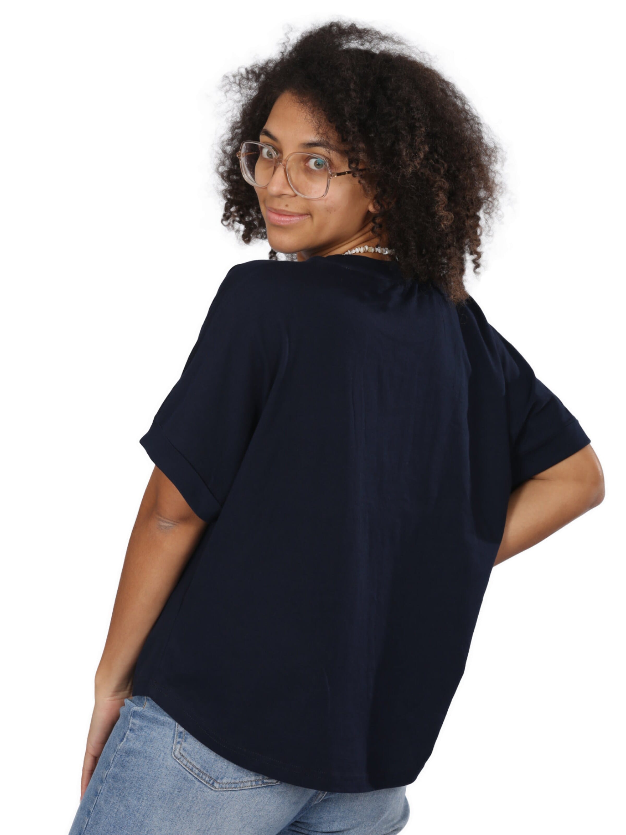 Life-Tree Oversized shirt 'Organic Fairwear Oversized Shirt Women YinYang Navy Blue' in Blue