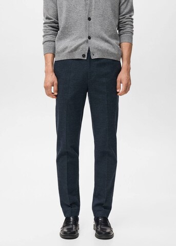MANGO MAN Regular Pleated Pants 'Brest' in Blue: front