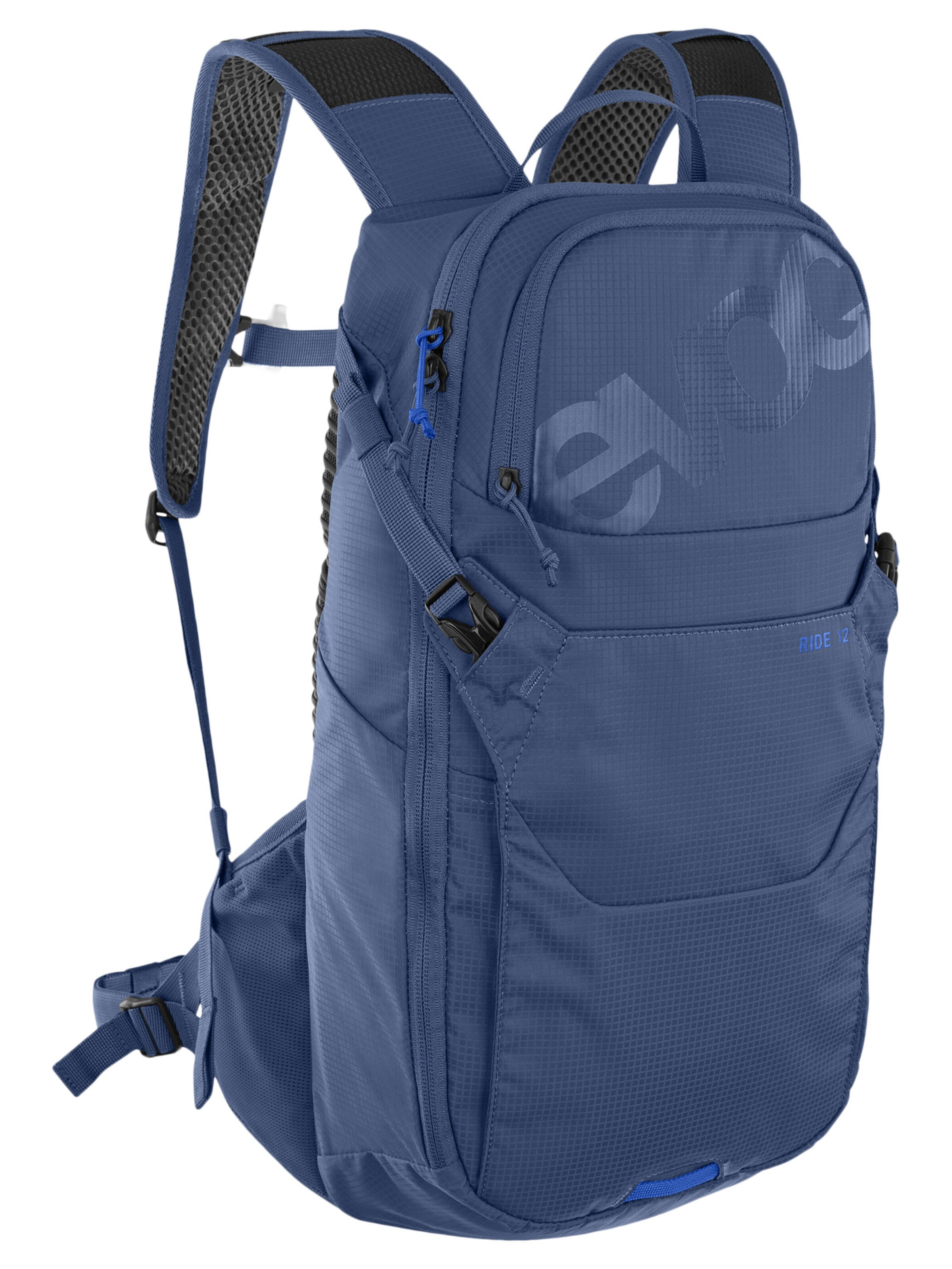 EVOC Backpack 'RIDE 12 + HYDRATION BLADDER 2' in Blue: front