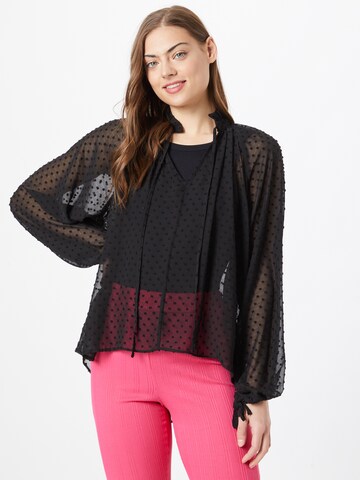 Oasis Blouse 'Dobby' in Zwart: voorkant