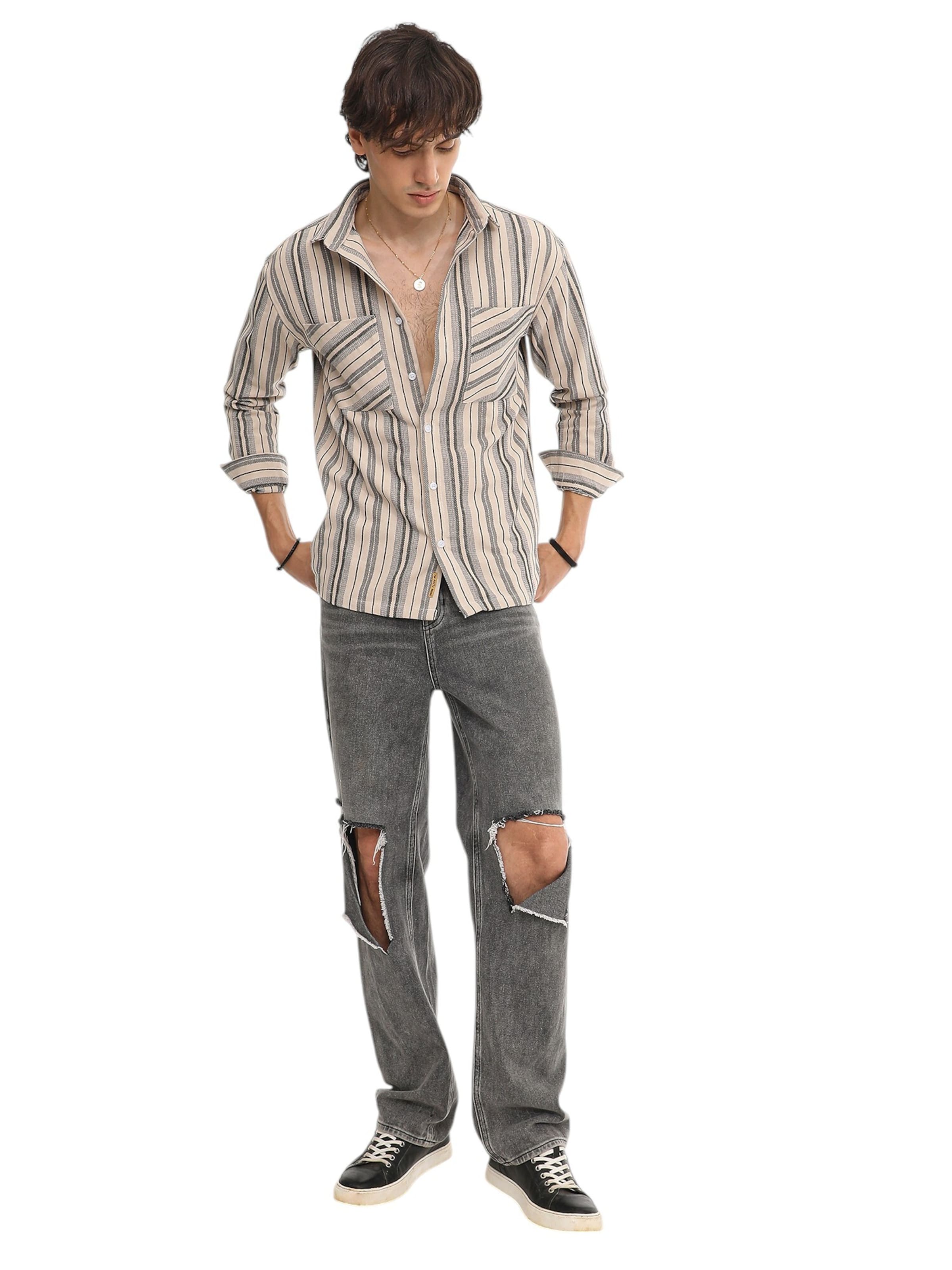 Campus Sutra Comfort Fit Πουκάμισο 'Zibiah' σε μπεζ