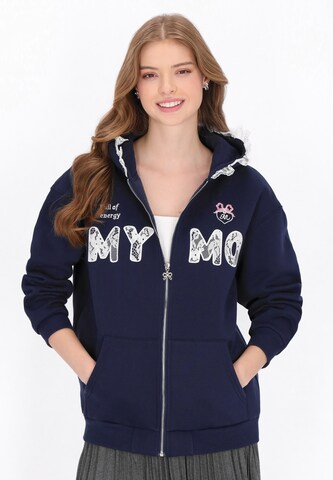 MYMO - Sudadera con cremallera en azul: frente