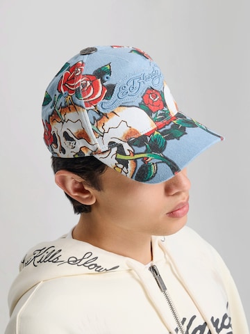 Cappello da baseball 'Skull Rose' di Ed Hardy in blu: frontale