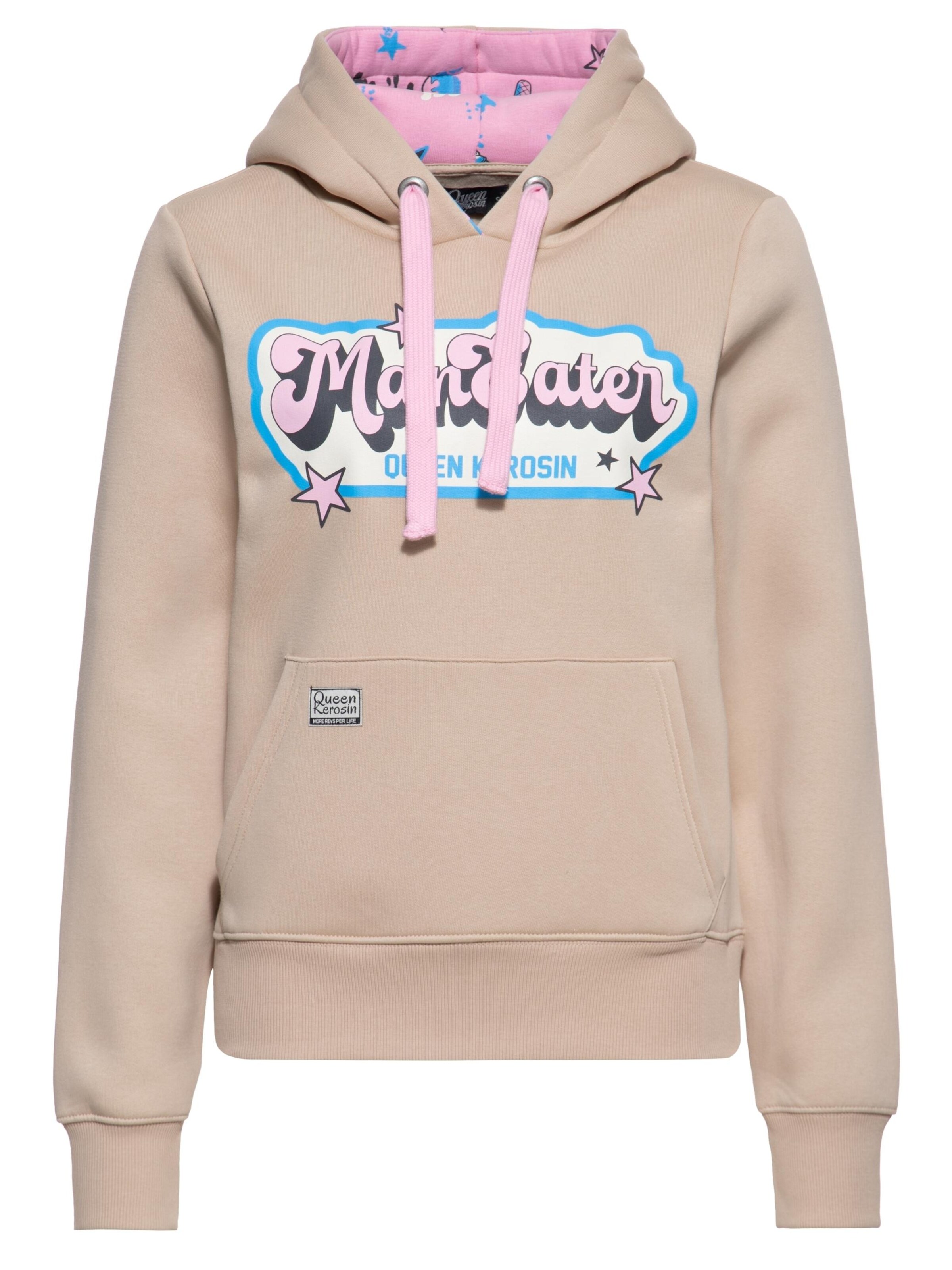 Queen Kerosin Pullover 'Man Eater' in Beige: Vorderseite