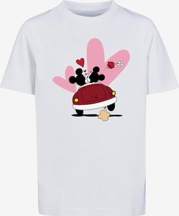 ABSOLUTE CULT Shirt 'Mickey Mouse - Car' in Wit: voorkant