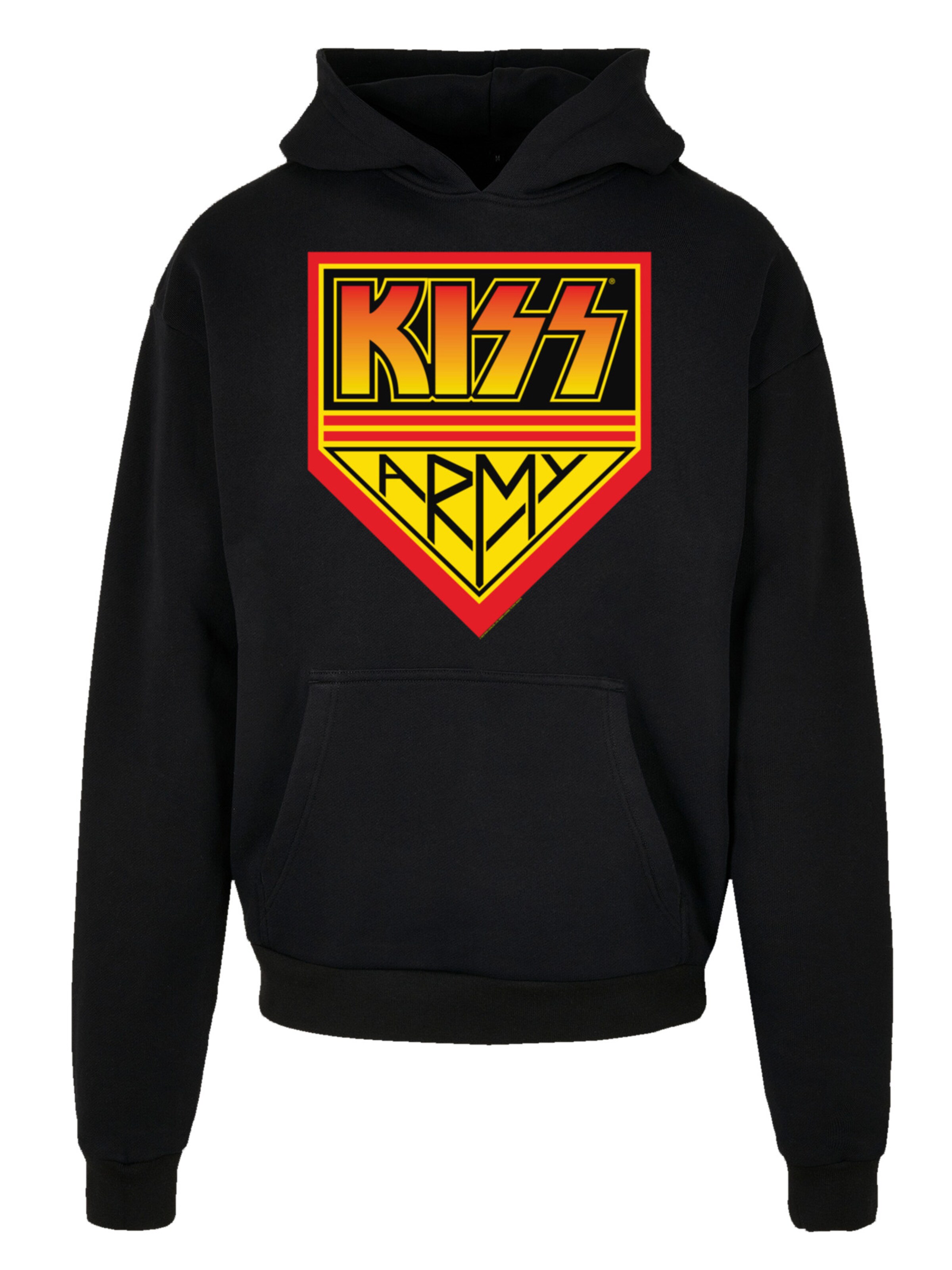 F4NT4STIC Sweatshirt 'Kiss Rock Band Army' in Black: front