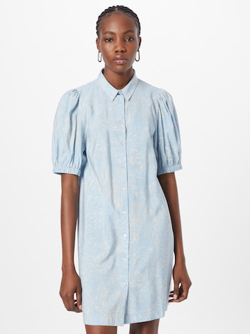 ICHI Shirt Dress in Blue: front