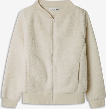 balts Gisela Flīsa jaka: no priekšpuses