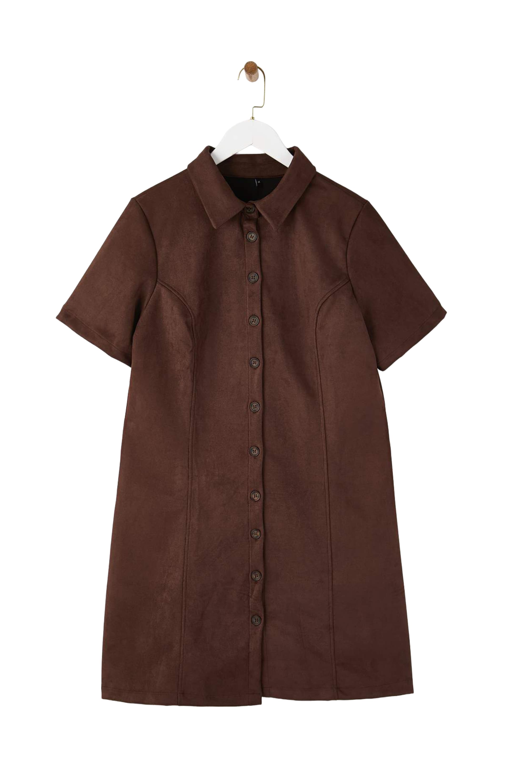 Trendyol Curve - Vestido camisero en marrón: frente