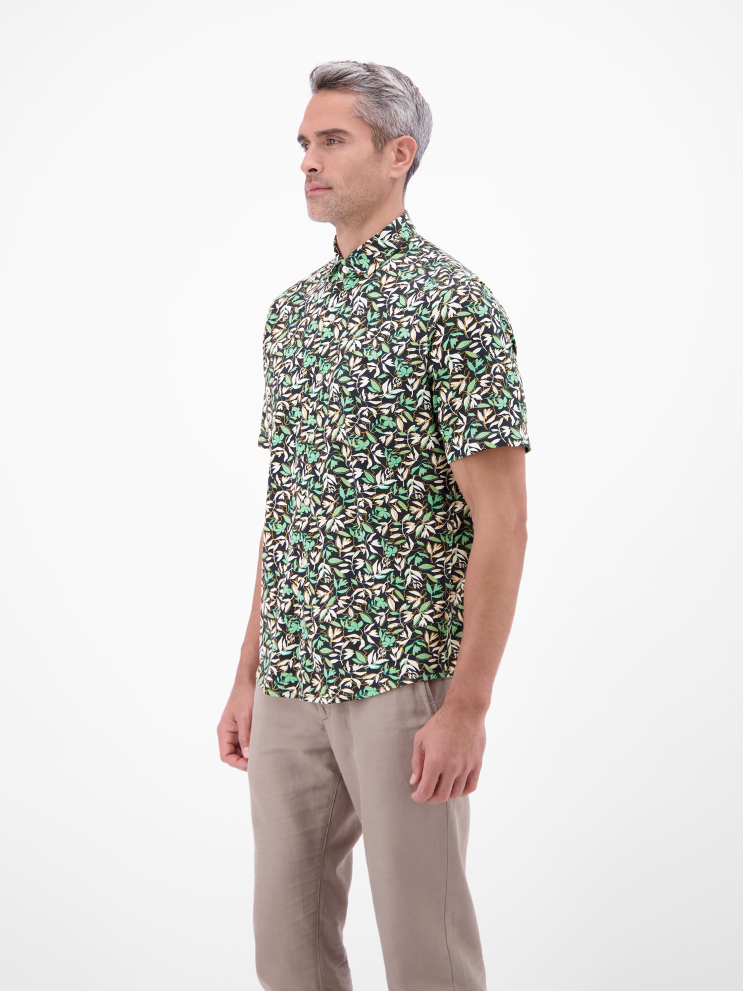 LERROS Regular Fit 1/2 Hemd aus 100 % Baumwolle, floral bedruckt in Grün