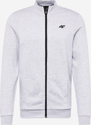 4F Athletic Zip-Up Hoodie in Grey: front