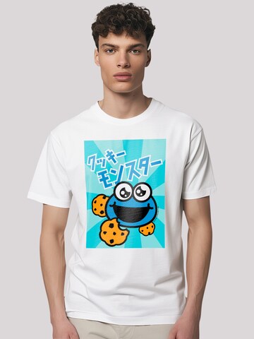 F4NT4STIC T-Shirt 'Sesamstraße Cookie Monster Anime' in Weiß: Vorderseite