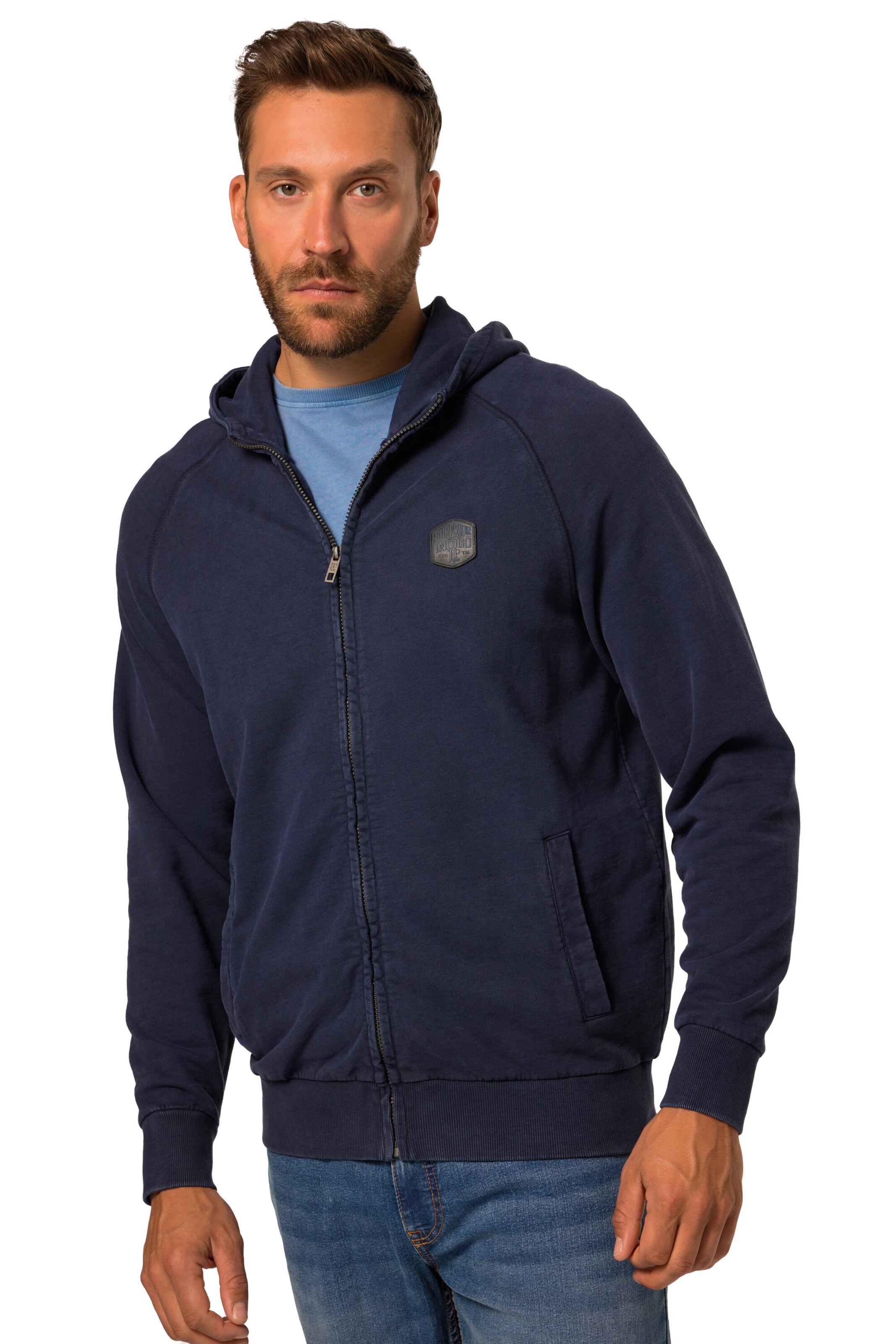 JP1880 Sweatjacke in Blau: Vorderseite