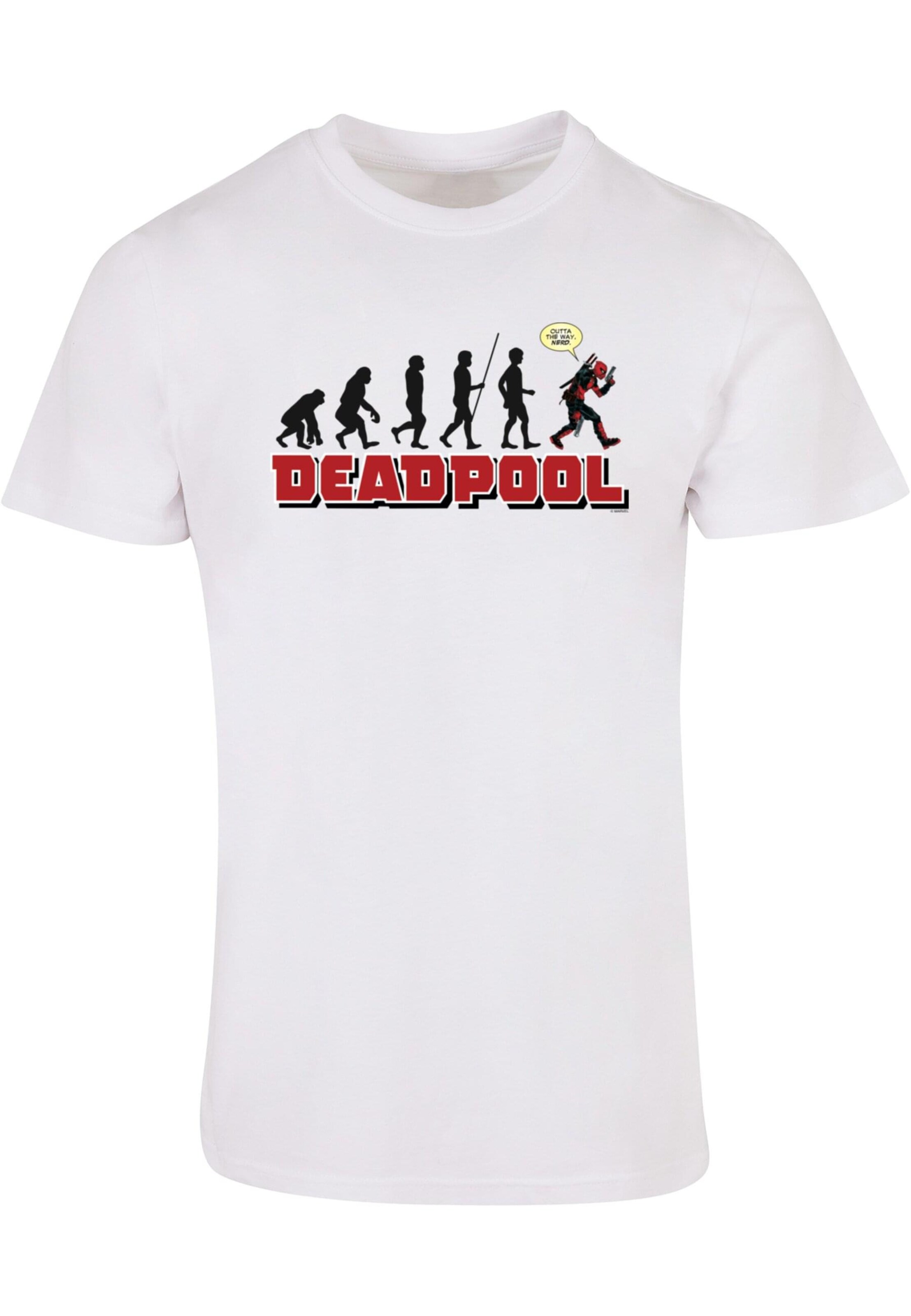 ABSOLUTE CULT Shirt 'Deadpool - Evolution' in White: front