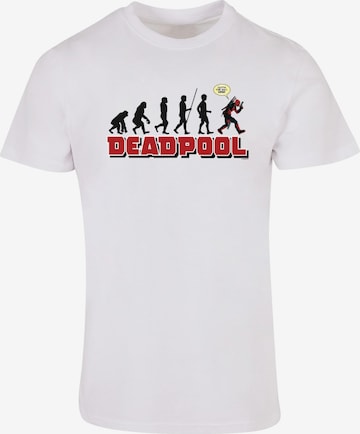 ABSOLUTE CULT Shirt 'Deadpool - Evolution' in Wit: voorkant