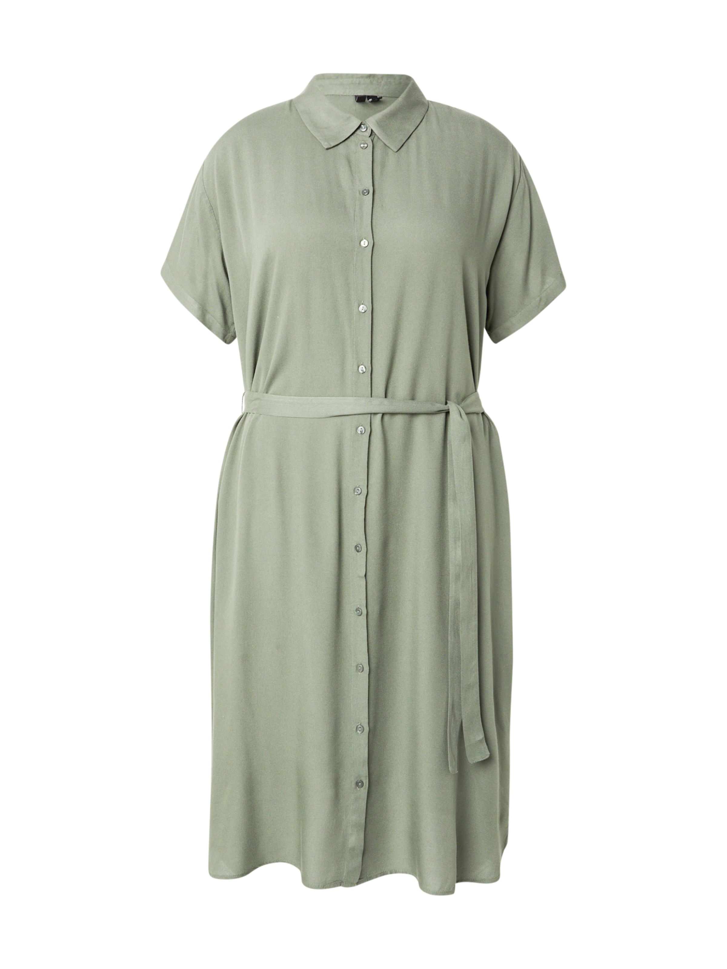 Vero Moda Curve Рокля тип риза 'VMBumpy' в зелено: отпред