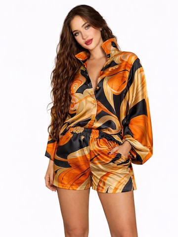 Elena Athanasiadou Broekpak 'Luxury Satin Summer Set' in Oranje: voorkant