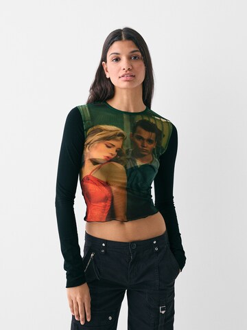 Bershka Majica | črna barva: sprednja stran