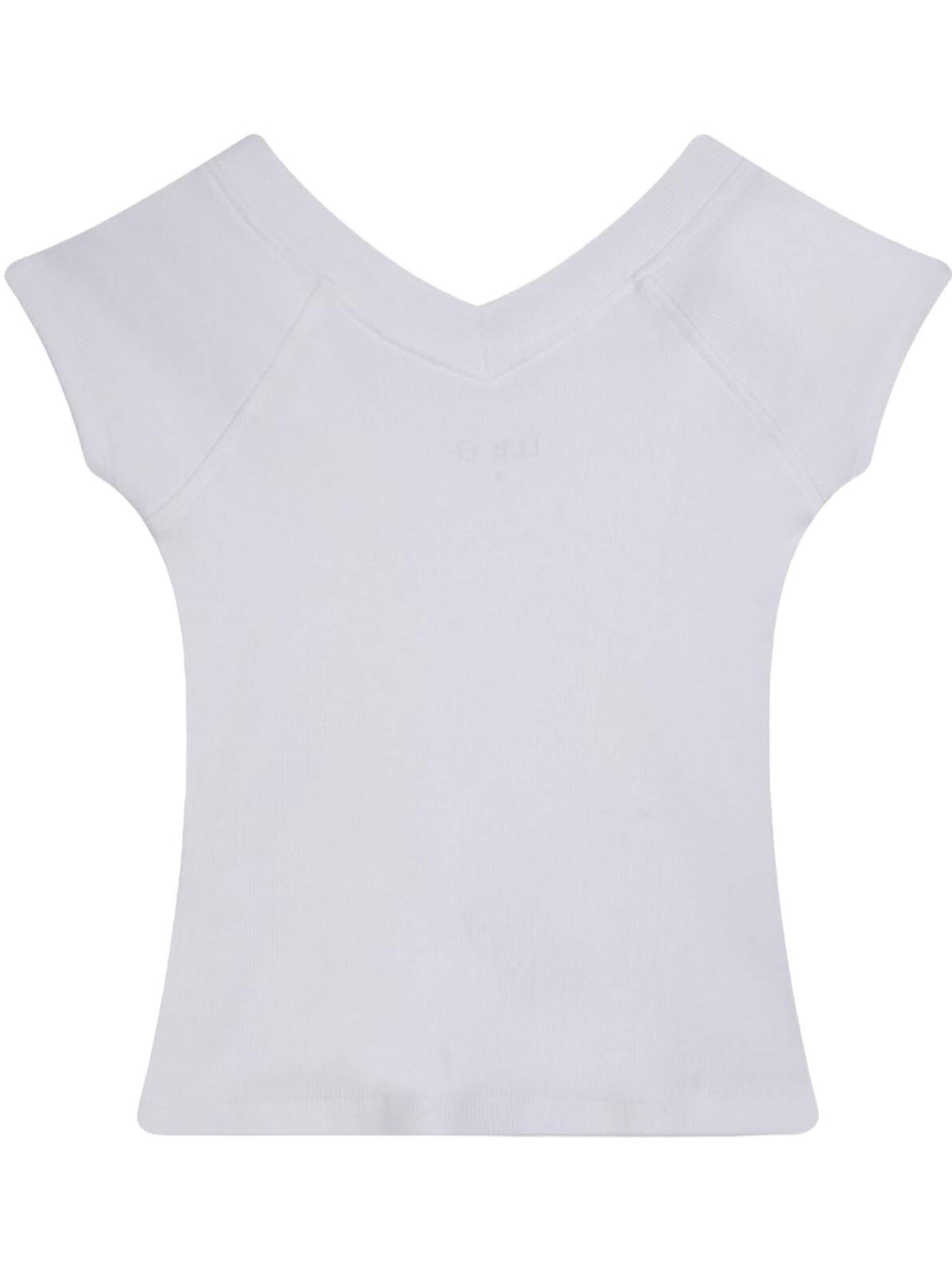 LTB Jeans Shirt 'LTB Jeans V-Ausschnitt Rippstrick-Top T-Shirt' in Wit