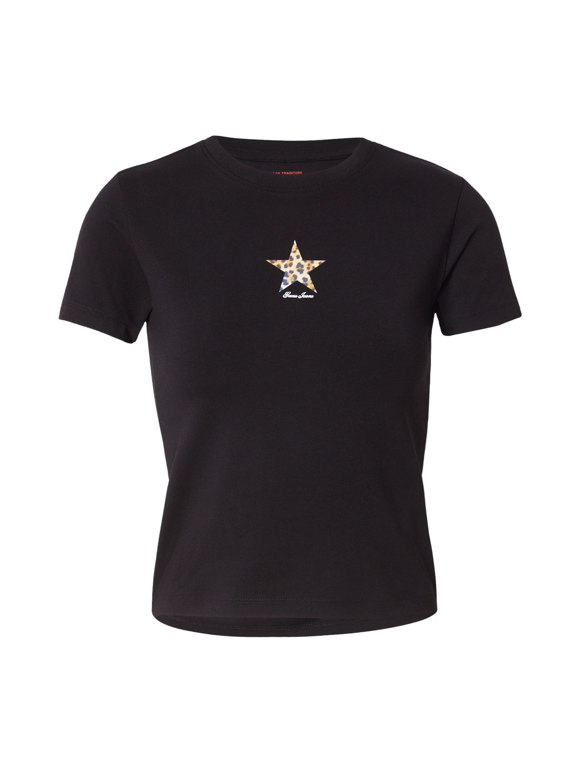 GUESS JEANS Shirt 'CHEETAH STAR' in Black: front