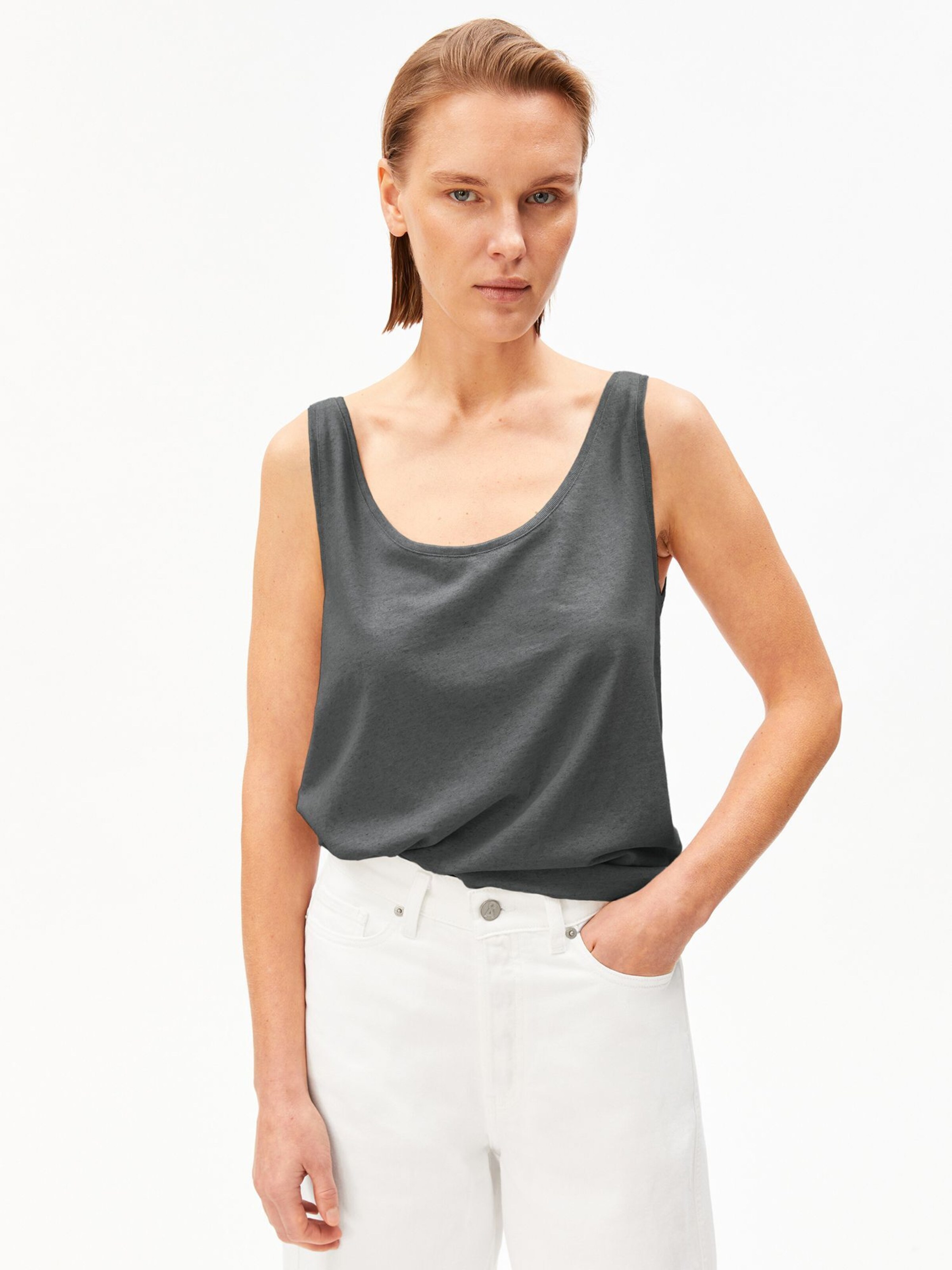 ARMEDANGELS Top LINO BLEND in Grau: Vorderseite