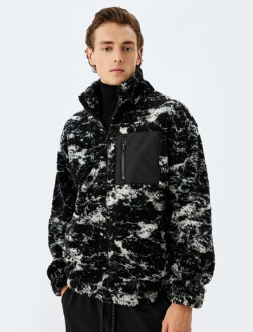 Koton Fleece Jacket in Black: front