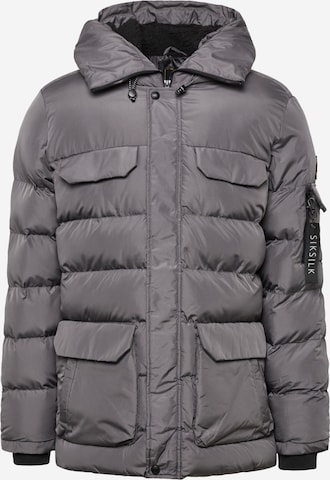 SikSilk Zimní bunda – šedá: přední strana
